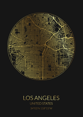 Los Angeles Black Gold Map