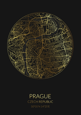 Prague Black Gold Map