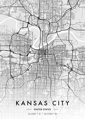 Kansas City Map White