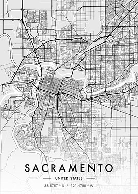 Sacramento City Map White