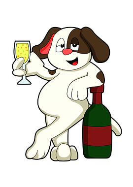 Dog Alcohol Glass of Wine