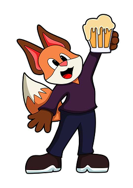 Fox Alcohol Glass of Beer