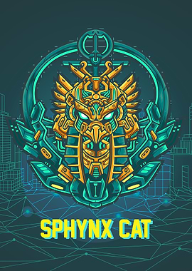 Sphynx Cat Teal Orange