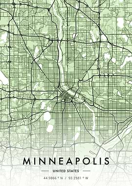 Minneapolis City Map Green
