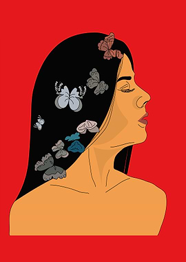 Lady with butterflies