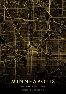 Minneapolis City Map Gold