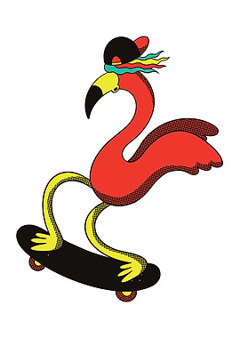 Skateboarding Flamingo