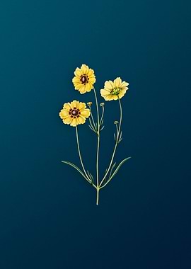 Coreopsis Flower on Teal
