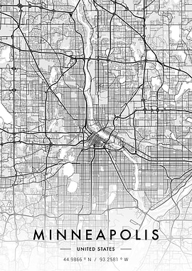 Minneapolis City Map White