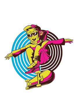Skateboarder Monkey Skater