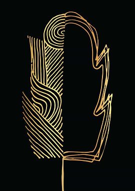 Gold Abstract Leaf Lines