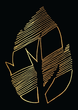 Gold Abstract Leaf Lines