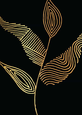 Gold Abstract Leaf Lines