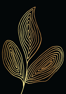 Gold Abstract Leaf Lines