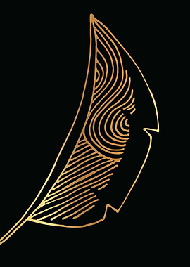 Gold Abstract Leaf Lines