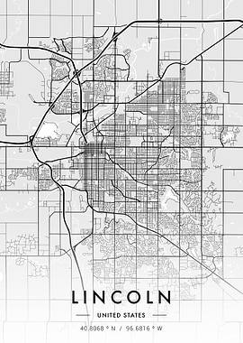 Lincoln City Map White
