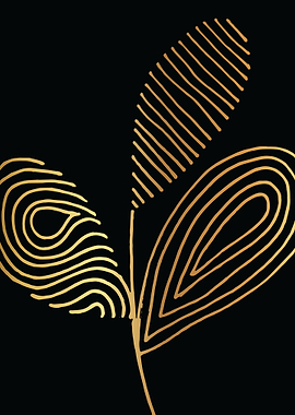 Gold Abstract Leaf Lines