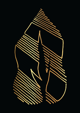 Gold Abstract Leaf Lines