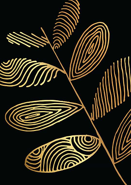 Gold Abstract Leaf Lines