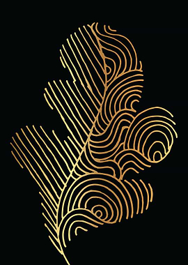 Gold Abstract Leaf Lines