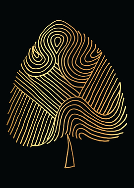 Gold Abstract Leaf Lines