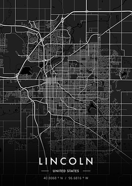 Lincoln City Map Dark