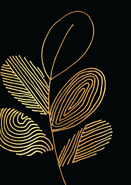 Gold Abstract Leaf Lines