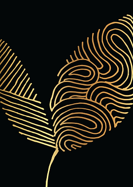 Gold Abstract Leaf Lines
