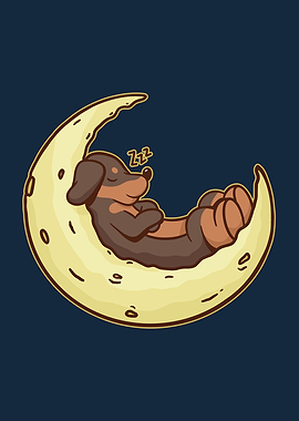 Sausage Dog Sleeping Moon