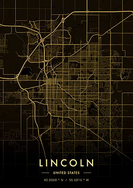 Lincoln City Map Gold