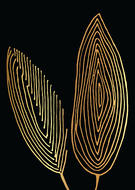 Gold Abstract Leaf Lines