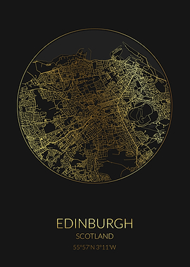 Edinburgh Black Gold Map