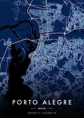 Porto Alegre City Map Blue