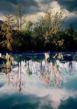 autumn reflection on river
