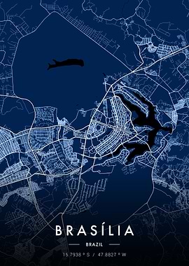 Brasilia City Map Blue