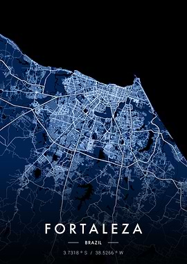 Fortaleza City Map Blue