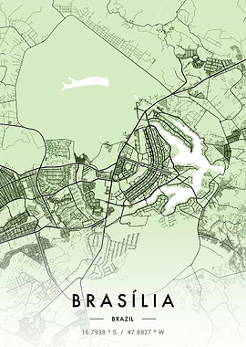 Brasilia City Map Green