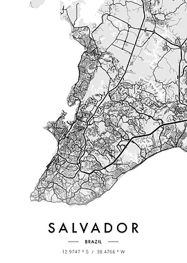 Salvador City Map White