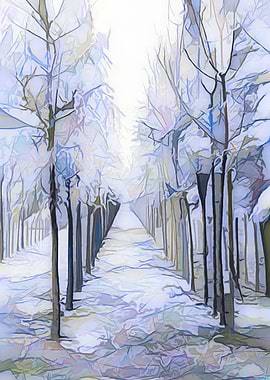 autumn tree in a row