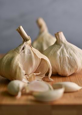 three oval garlic