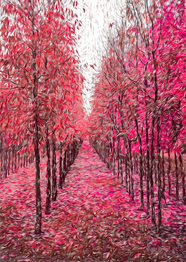 autumn tree in a row