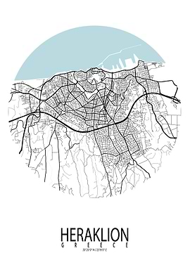 Heraklion City Map Circle