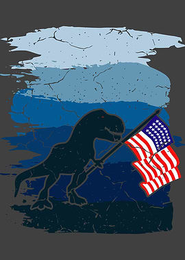 USA Dinosaur American Flag