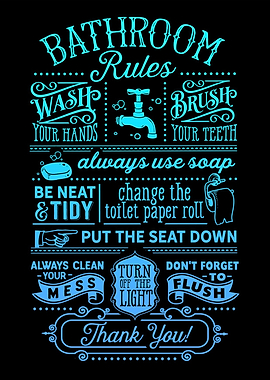 Funny Bathroom Rules Art