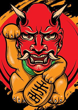 Maneki Neko Oni Lucky Cat