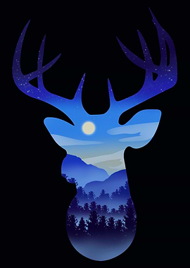 Landscape Deer Silhouette