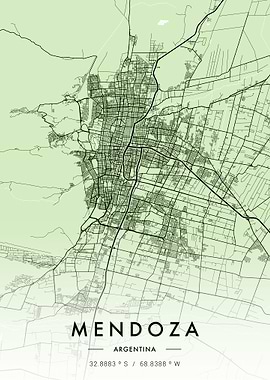 Mendoza City Map Green