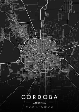 Cordoba City Map Dark