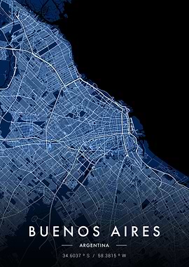 Buenos Aires City Map Blue