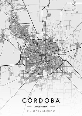 Cordoba City Map White